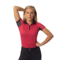 Horze Women's Trista Short Sleeve Sun Shirt - Pink/Peacoat Dark Blue -Equestrian Supplies Shop 381306 800 800