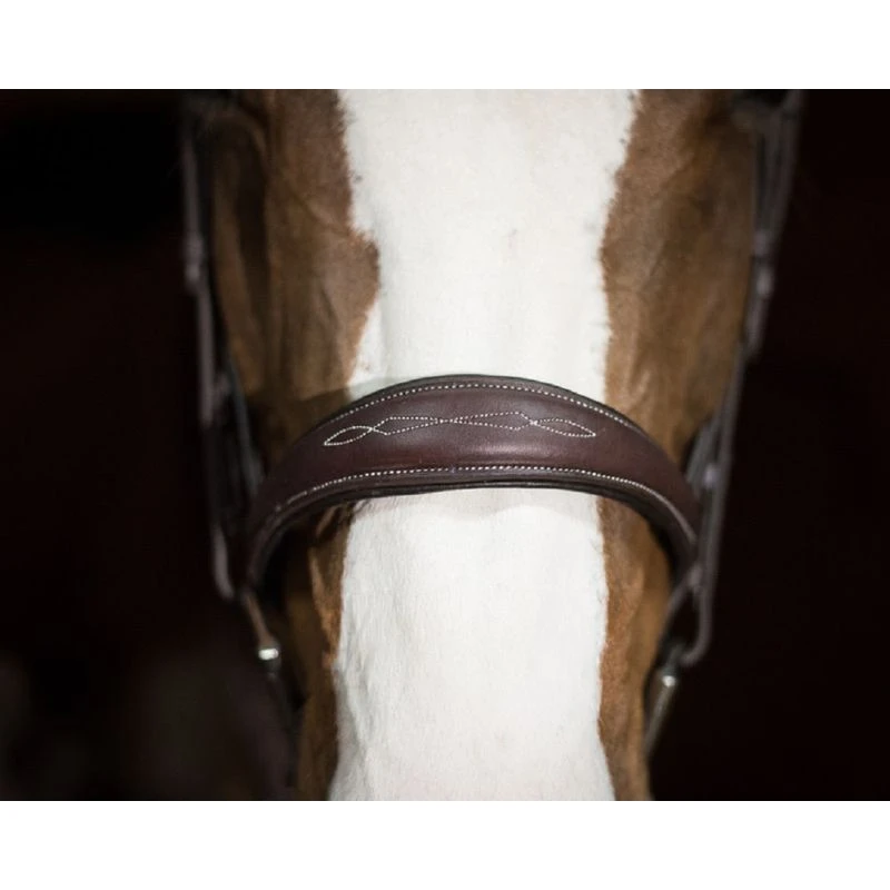 Pessoa PRO Fancy Stitched Tapered Noseband Bridle - Dark Brown 3 Pessoa PRO Fancy Stitched Tapered Noseband Bridle - Dark Brown - Image 3