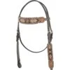 Western Rawhide Beaded Inlay Browband Headstall - Tan