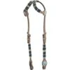 Western Rawhide Turquoise Beads Double Ear Headstall - Golden Tan