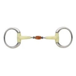 Happy Mouth Bits Contour Double Jointed Copper Roller Round Eggbutt - Stainless Steel