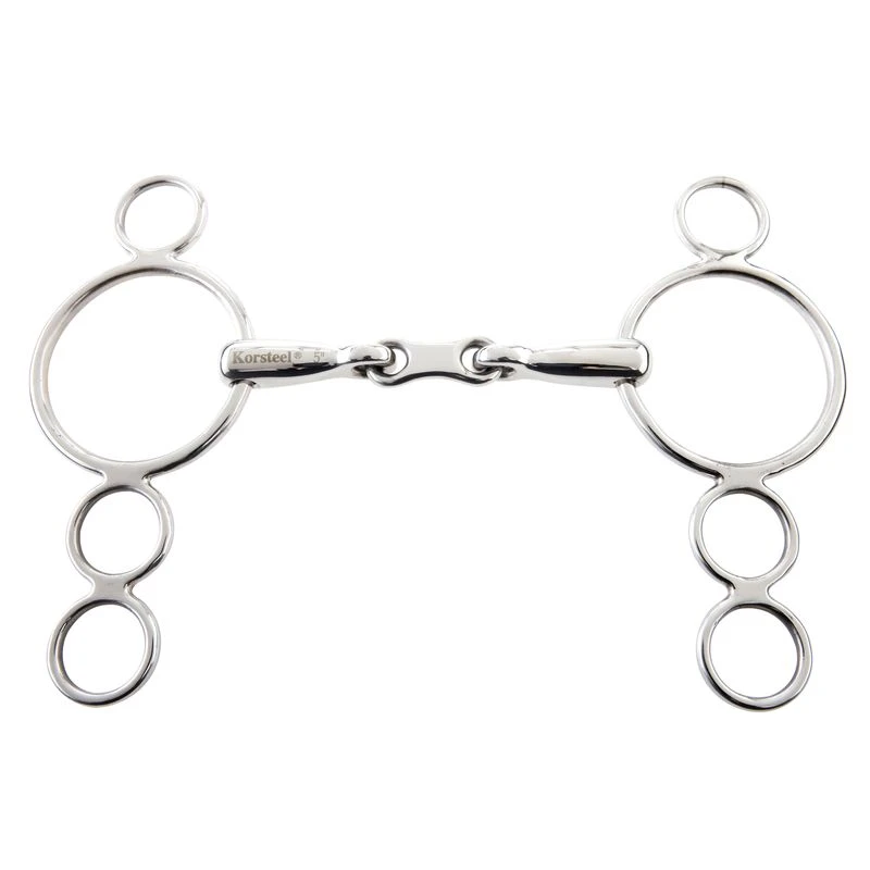 Korsteel Stainless Steel French Link 3 Ring Dutch Gag Bit 1 Korsteel Stainless Steel French Link 3 Ring Dutch Gag Bit