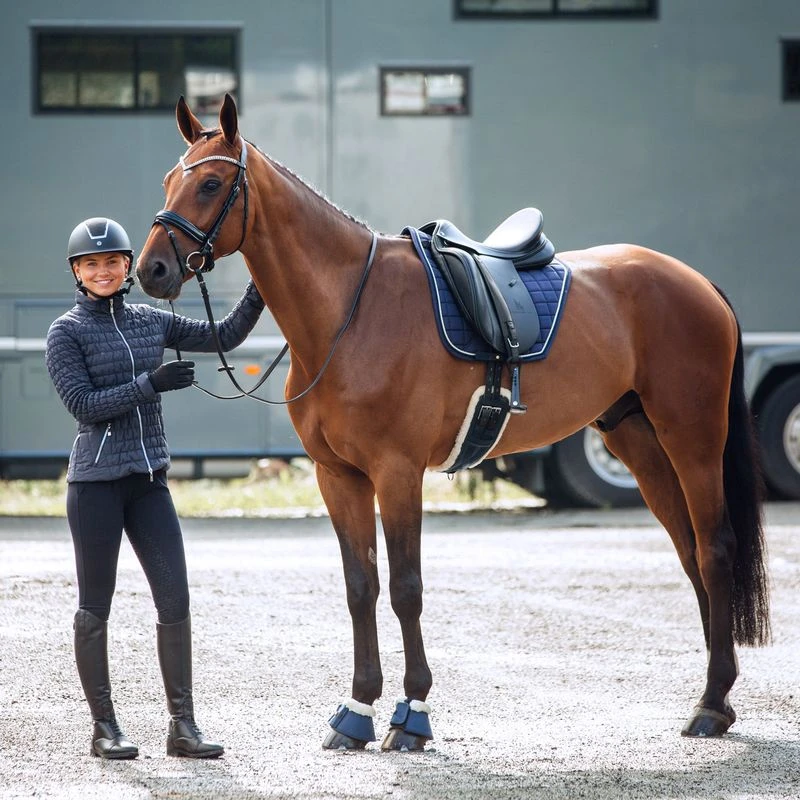 Horze Lincoln Faux Fur Bell Boots - Dress Dark Blue 2 Horze Lincoln Faux Fur Bell Boots - Dress Dark Blue - Image 2