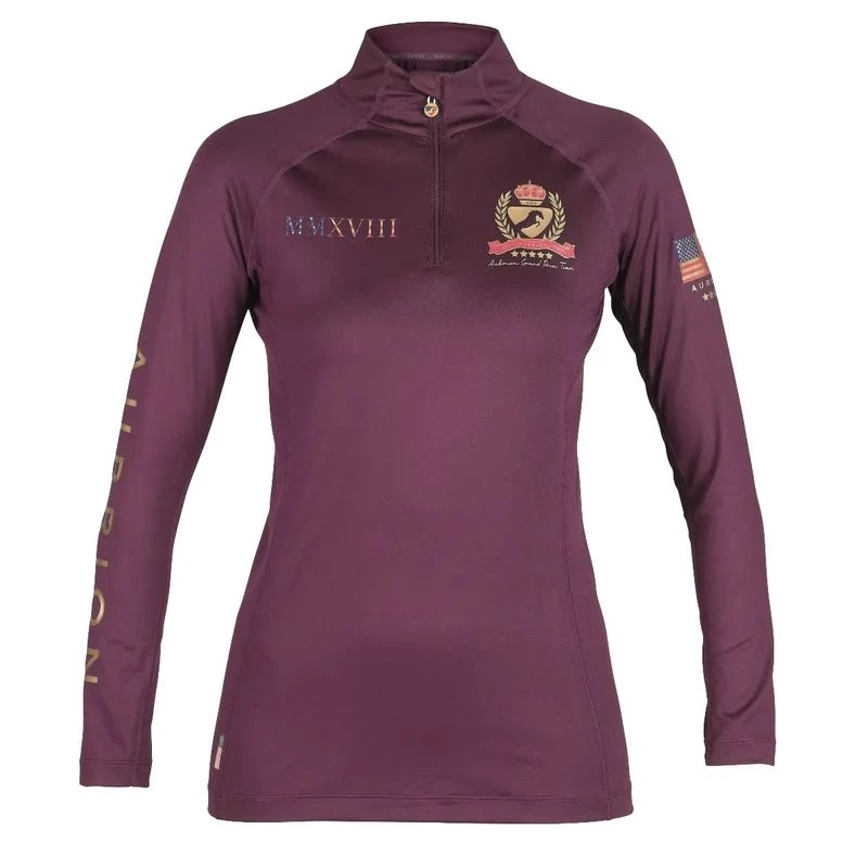 Shires Aubrion Women's Team Long Sleeve Base Layer - Burgundy 1 Shires Aubrion Women's Team Long Sleeve Base Layer - Burgundy