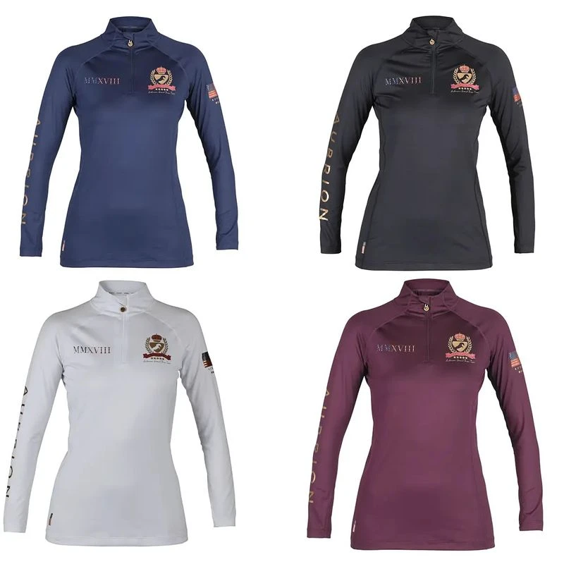 Shires Aubrion Women's Team Long Sleeve Base Layer - Burgundy 2 Shires Aubrion Women's Team Long Sleeve Base Layer - Burgundy - Image 2