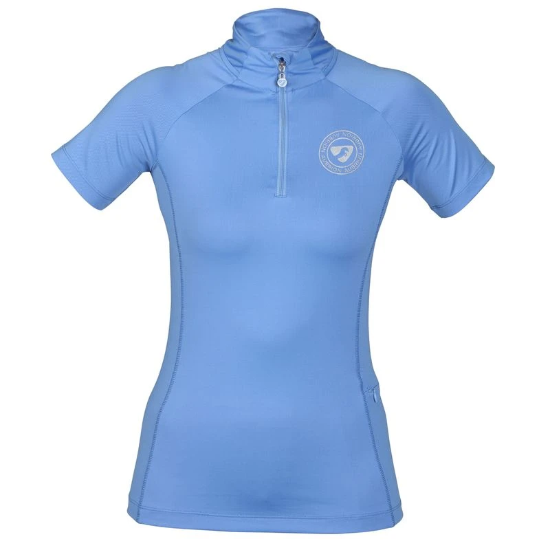 Shires Aubrion Women's Highgate Short Sleeve 1/4 Zip Shirt - Sky Blue 1 Shires Aubrion Women's Highgate Short Sleeve 1/4 Zip Shirt - Sky Blue