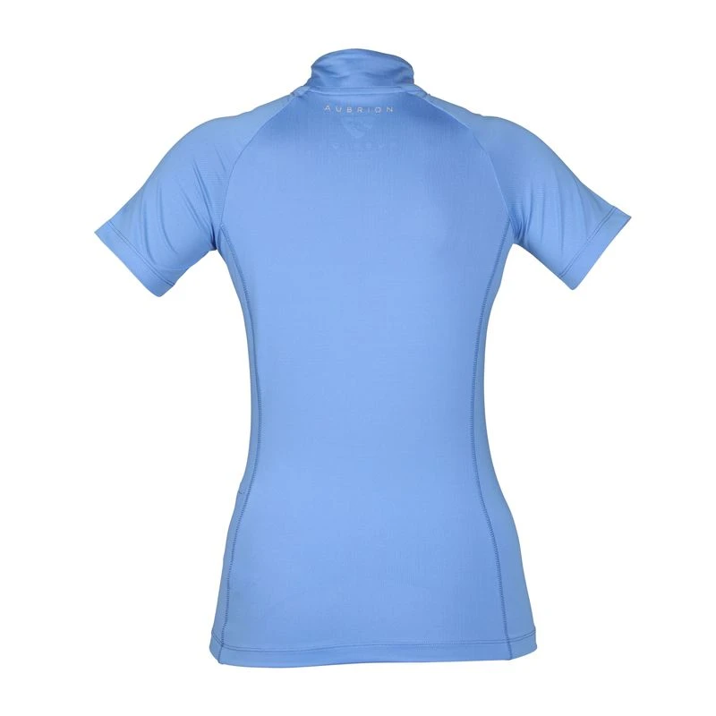 Shires Aubrion Women's Highgate Short Sleeve 1/4 Zip Shirt - Sky Blue 2 Shires Aubrion Women's Highgate Short Sleeve 1/4 Zip Shirt - Sky Blue - Image 2