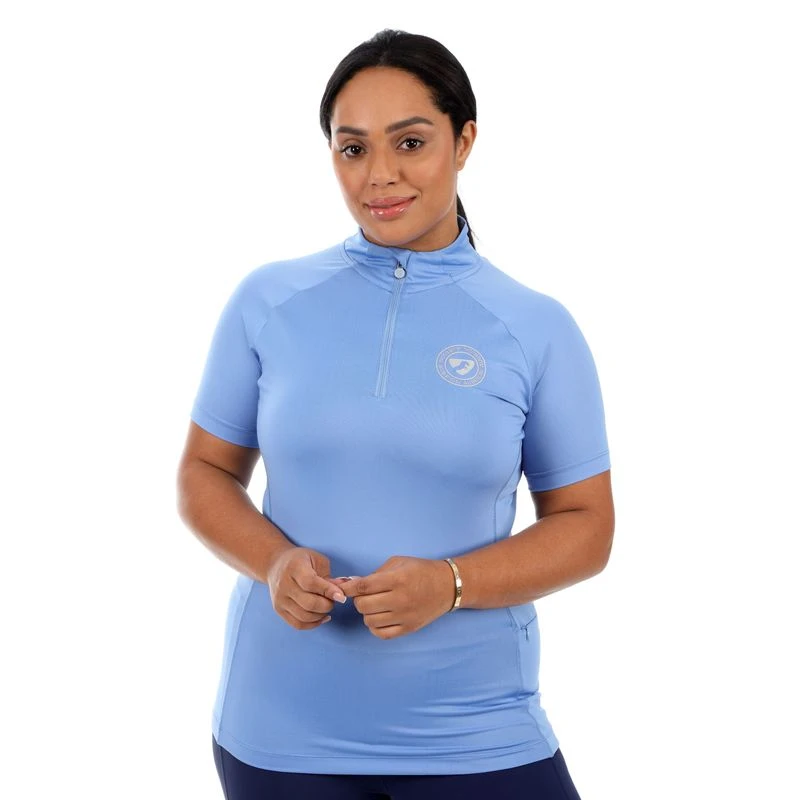 Shires Aubrion Women's Highgate Short Sleeve 1/4 Zip Shirt - Sky Blue 6 Shires Aubrion Women's Highgate Short Sleeve 1/4 Zip Shirt - Sky Blue - Image 6