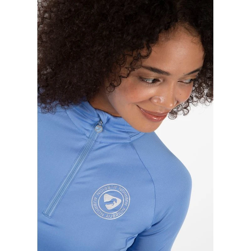 Shires Aubrion Women's Highgate Short Sleeve 1/4 Zip Shirt - Sky Blue 7 Shires Aubrion Women's Highgate Short Sleeve 1/4 Zip Shirt - Sky Blue - Image 7