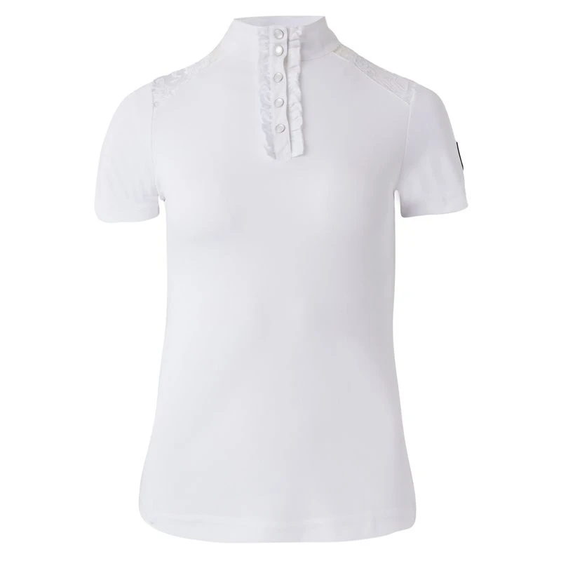 Horze Women's Sianna Short Sleeved Show Shirt W/ Lace Shoulders - White 1 Horze Women's Sianna Short Sleeved Show Shirt W/ Lace Shoulders - White