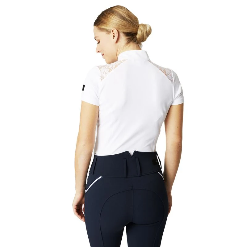 Horze Women's Sianna Short Sleeved Show Shirt W/ Lace Shoulders - White 2 Horze Women's Sianna Short Sleeved Show Shirt W/ Lace Shoulders - White - Image 2
