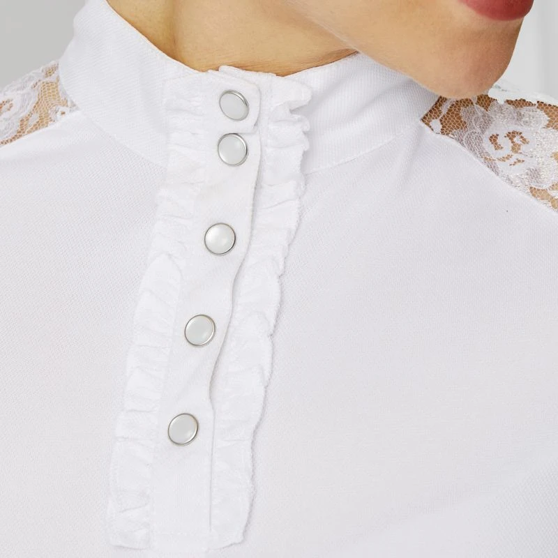 Horze Women's Sianna Short Sleeved Show Shirt W/ Lace Shoulders - White 5 Horze Women's Sianna Short Sleeved Show Shirt W/ Lace Shoulders - White - Image 5