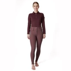 Horze Women's Tiana Long Sleeved Polo - Red Mahogany Burgundy -Equestrian Supplies Shop 532451 800 800