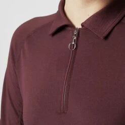 Horze Women's Tiana Long Sleeved Polo - Red Mahogany Burgundy -Equestrian Supplies Shop 532453 800 800