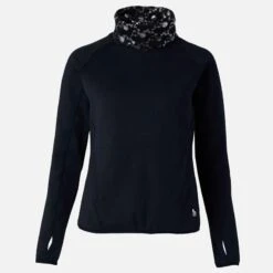 Horze Women's Kaitlin Turtleneck Sweater W/ Flower Design - Peacoat Dark Blue