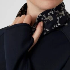 Horze Women's Kaitlin Turtleneck Sweater W/ Flower Design - Peacoat Dark Blue -Equestrian Supplies Shop 544161 800 800