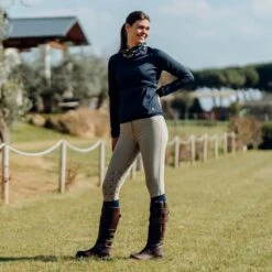 Horze Women's Kaitlin Turtleneck Sweater W/ Flower Design - Peacoat Dark Blue -Equestrian Supplies Shop 544162 800 800