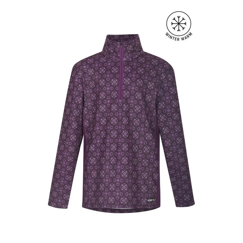 Kerrits Kids' Up Tempo Fleece Tech Top - Raisin Bit Of Frost 1 Kerrits Kids' Up Tempo Fleece Tech Top - Raisin Bit Of Frost