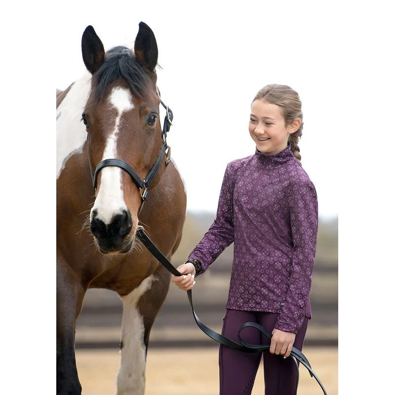 Kerrits Kids' Up Tempo Fleece Tech Top - Raisin Bit Of Frost 2 Kerrits Kids' Up Tempo Fleece Tech Top - Raisin Bit Of Frost - Image 2