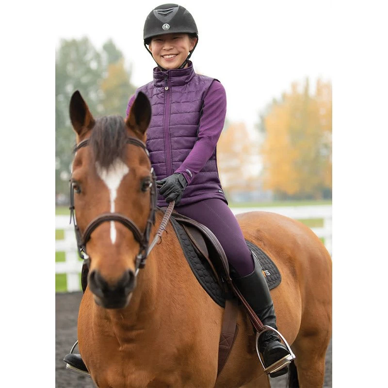 Kerrits Kids' Fleece Lite II Knee Patch Tights - Raisin Herringbone 2 Kerrits Kids' Fleece Lite II Knee Patch Tights - Raisin Herringbone - Image 2