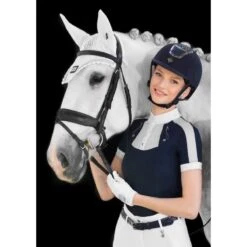 Fair Play Women's Lorella Short Sleeve Competition Shirt - Navy/White -Equestrian Supplies Shop 594561 800 800