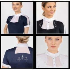 Fair Play Women's Lorella Short Sleeve Competition Shirt - Navy/White -Equestrian Supplies Shop 594562 800 800