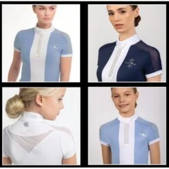 Fair Play Women's Claire Pearl Short Sleeve Competition Shirt - Navy/White 7 Fair Play Women's Claire Pearl Short Sleeve Competition Shirt - Navy/White -Equestrian Supplies Shop 594736 800 800