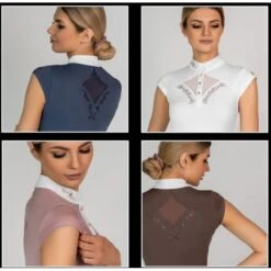 Fair Play Women's Cathrine Rose Gold Sleeveless Competion Shirt - Navy -Equestrian Supplies Shop 595678 800 800