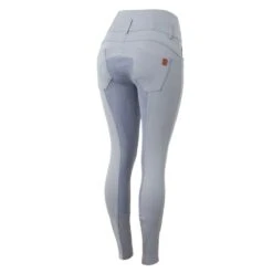 Horze Women's Tara High Waist Breeches Leather Full Seat - Tradewinds Grey