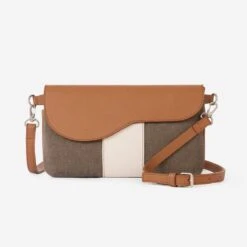 Oughton Vintage Canvas Paddock Crossbody - Timeless Taupe/Caramel