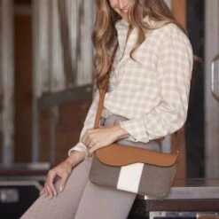 Oughton Vintage Canvas Paddock Crossbody - Timeless Taupe/Caramel -Equestrian Supplies Shop 603832 800 800