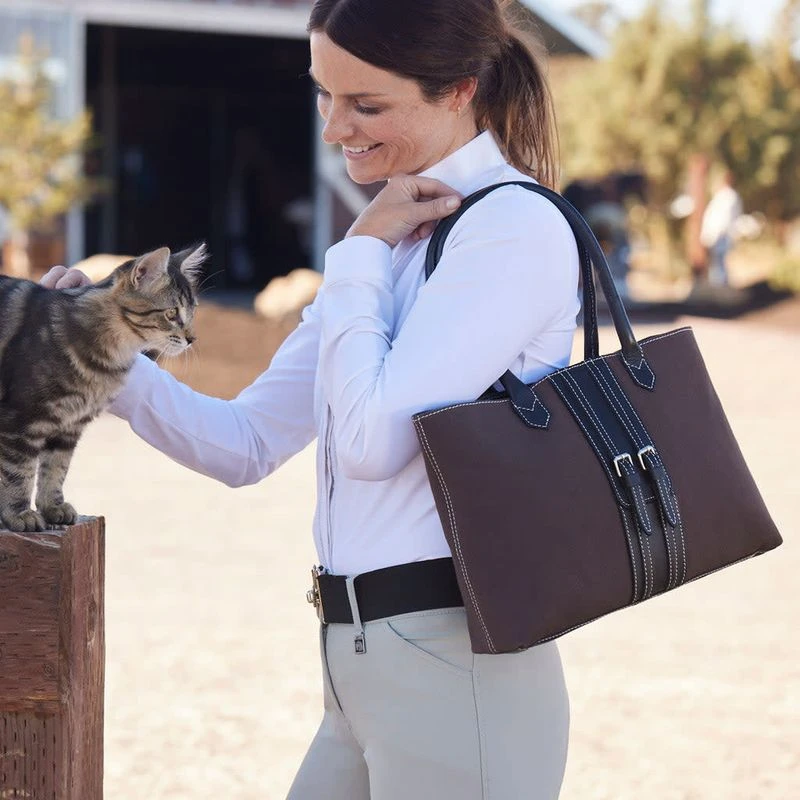 Oughton Half Halt Classic Canvas Handbag - Heritage Brown/Black 5 Oughton Half Halt Classic Canvas Handbag - Heritage Brown/Black - Image 5