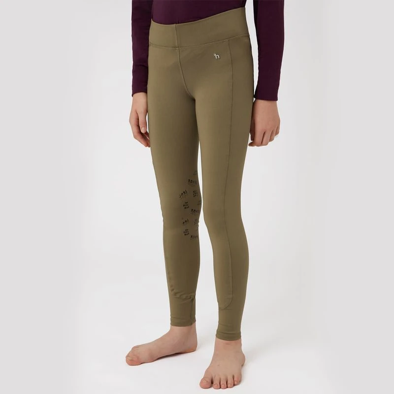 Horze Kids' Morgan Knee Patch Riding Tights - Nutria 2 Horze Kids' Morgan Knee Patch Riding Tights - Nutria - Image 2