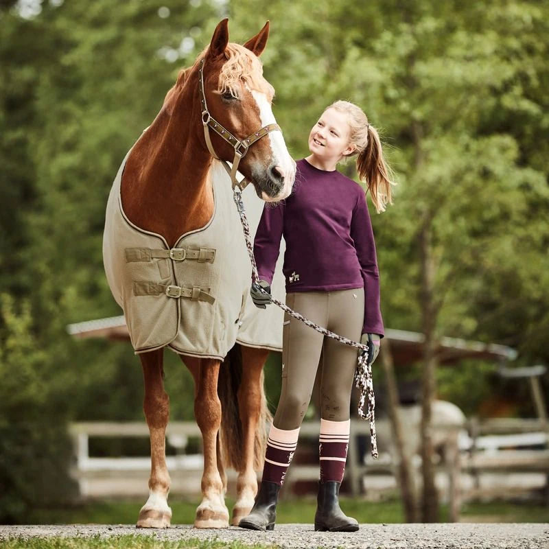 Horze Kids' Morgan Knee Patch Riding Tights - Nutria 4 Horze Kids' Morgan Knee Patch Riding Tights - Nutria - Image 4