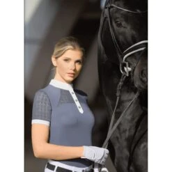 Fair Play Women's Aiko Short Sleeve Competition Shirt - Steel Blue -Equestrian Supplies Shop 655488 800 800