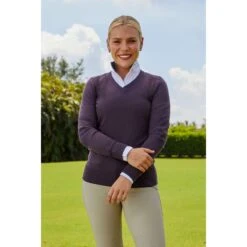RJ Classics Women's Natalie V-Neck Sweater - Eggplant Heather -Equestrian Supplies Shop 691285 800 800