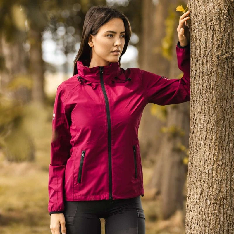 Horze Women's Stella Waterproof Shell Jacket - Anemone Dark Pink 4 Horze Women's Stella Waterproof Shell Jacket - Anemone Dark Pink - Image 4